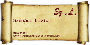 Szénási Lívia névjegykártya